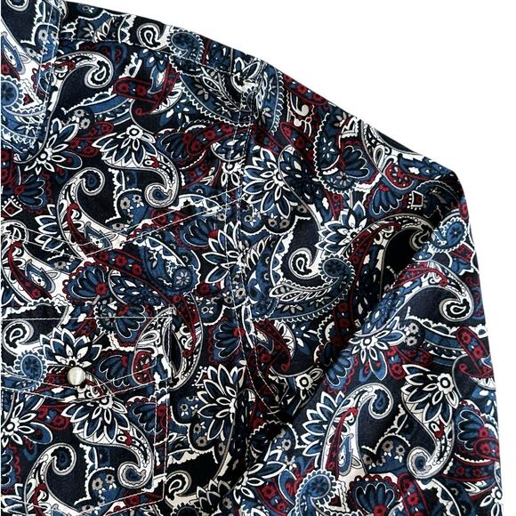 CINCH Boys Navy Paisley Pearl Snap Button Down Medium/10 - Picture 3 of 4